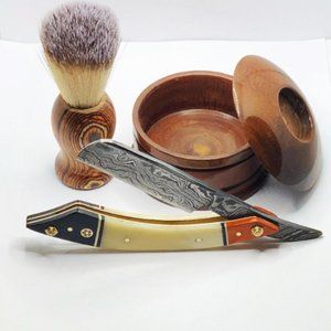 Handmade Men's Shaving Set Damascus Steel Razor